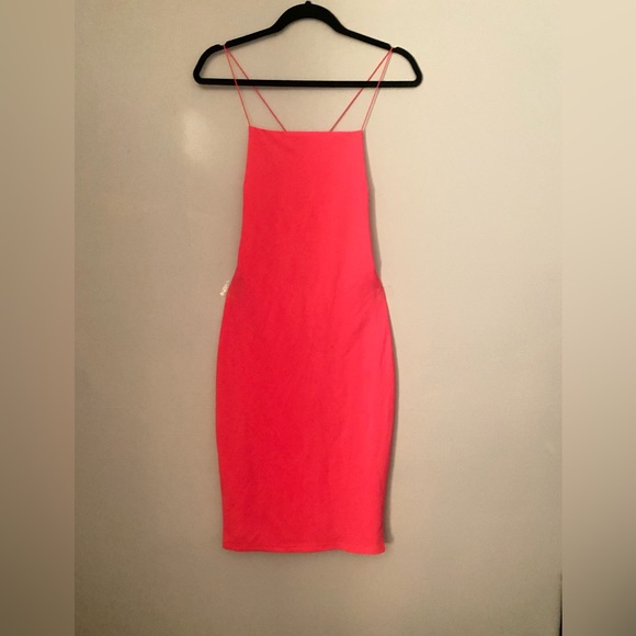 PINK STRAPPY CROSS MIDI BODYCON DRESS FASHION NOVA PRETTYLITTLETHING STYLE - Picture 1 of 2